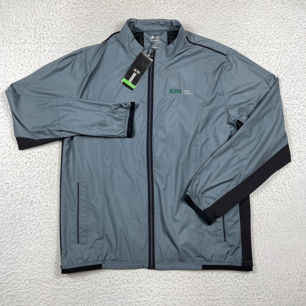 Adidas Windbreaker Mens XL Gray Climaproof Wind Full Zip Golf Gorpcore Sporty